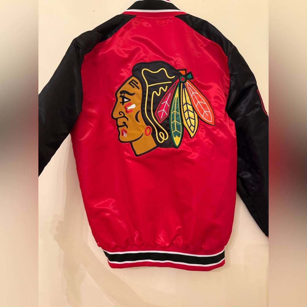 Brand new with tags Men’s Bomber Starter Chicago Blackhawks Jacket Size Small